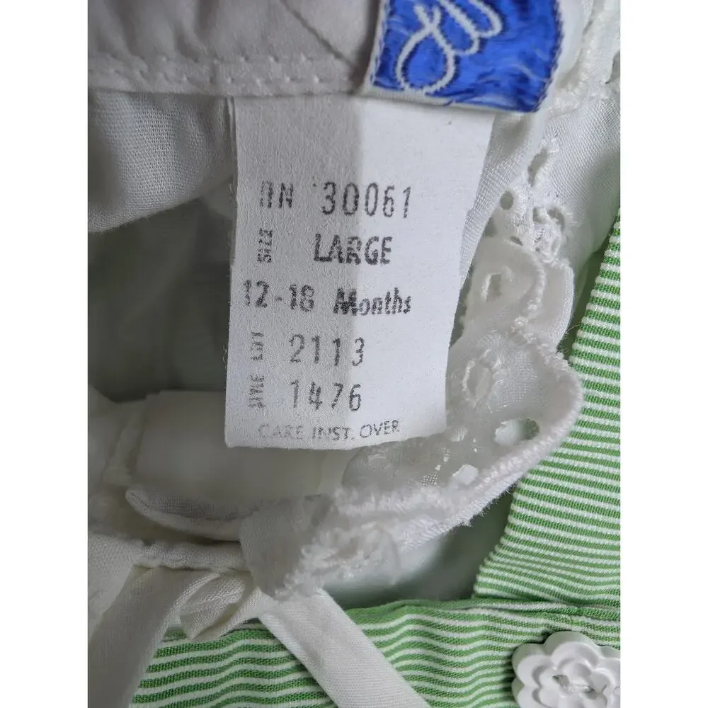 Vintage Magic Years Set Baby Girls 12-18M Retro 70s Prairie Green Lace Frilly